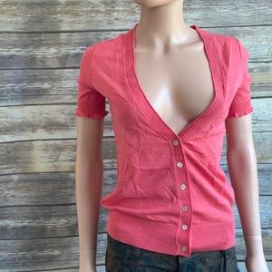 Banana Republic Short Sleeve Coral Cardigan NWT